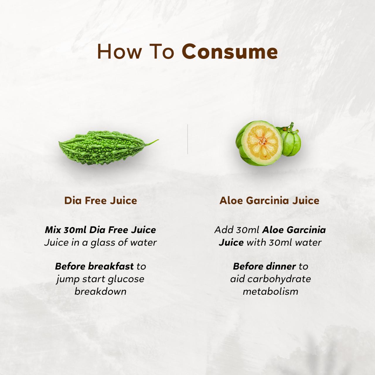 Dia Free Juice & Aloe Garcinia Juice - Diabetes & Weight Care Combo