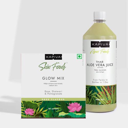 Skin Foods Glow Mix & Aloe Vera Juice - Holistic Skin Care Combo