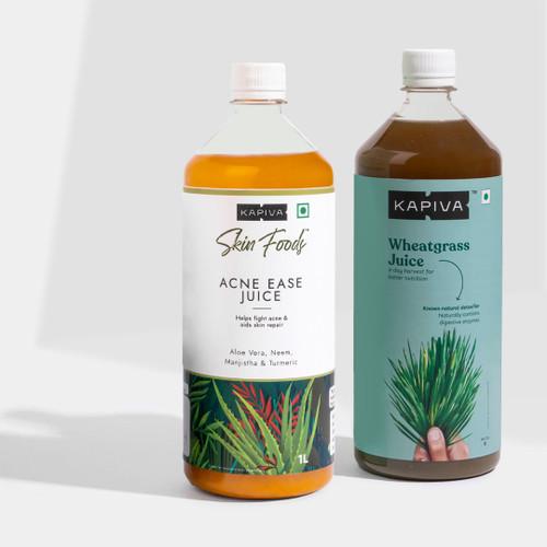 Acne Ease Juice & Wheatgrass Juice - Skin Cleanse Combo