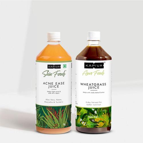 Acne Ease Juice & Wheatgrass Juice - Skin Cleanse Combo